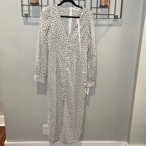 MISSGUIDED BUTTON DETAIL MIDI DRESS LS DITSY